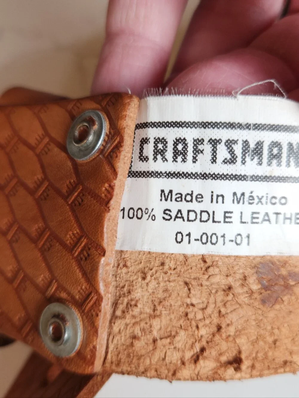 Craftsman Heavy Duty Leather Work Belt – Embossed Basketweave, Tan